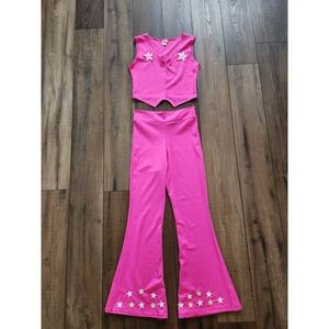 Sugarpuss Womens Festival Coachella Costplay Western Hot Pink Stars‎ Spandex Set